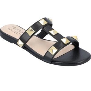 Journee Collection Kendall Studded Black Sandals 7.5